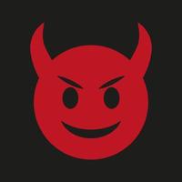 Teufelssymbol isoliert auf schwarzem Hintergrund. Teufel-Emoji. Höllensymbol. wütendes Emoji vektor