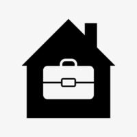 hemmakontor ikon koncept. hus med portfölj vektorillustration isolerad på vit bakgrund vektor