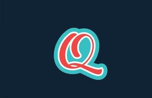 rotes grünes handgeschriebenes q-Alphabet-Buchstaben-Symbol-Logo-Design. kreative vorlage für geschäft und unternehmen vektor