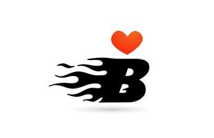 b alfabetet bokstaven logotyp designikon. kreativ mall för affärer med kärlek hjärta flammor vektor