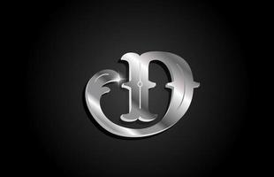 silver metall d alfabetet bokstaven ikon logotyp design. kreativ mall för företag eller företag med grå färg vektor