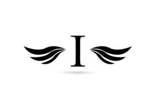 jag alfabetet bokstaven logotyp ikon design med vingar. kreativ mall för företag och företag i vitt och svart vektor