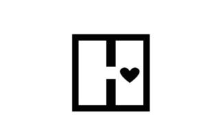 h Liebe Herz Alphabet Buchstaben Symbol Logo mit schwarz-weißer Farbe und Linie. kreatives Design für Unternehmen oder Unternehmen vektor