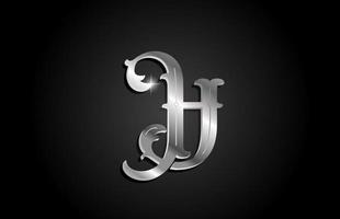 Silber Metall h Alphabet Brief Symbol Logo Design. kreative vorlage für unternehmen oder unternehmen mit grauer farbe vektor