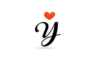handgeschriebenes y-Alphabet-Buchstaben-Symbol-Logo-Design. kreative vorlage für geschäfte mit liebesherz vektor