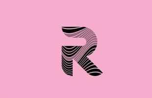 schwarzes r-logo-design-symbol mit rosa hintergrund. kreative vorlage für unternehmen mit linien vektor