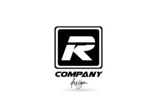 r-Alphabet-Buchstaben-Logo-Symbol mit schwarz-weißem Design und Quadrat. kreative Vorlage für Unternehmen und Unternehmen vektor