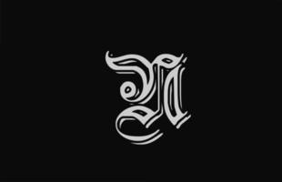 Vintage weiße n-Alphabet-Buchstaben-Logo-Design-Ikone. kreative vorlage für unternehmen oder unternehmen mit schwarzem hintergrund vektor