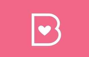 b Liebe Herz Alphabet Buchstaben Logo-Symbol mit rosa Farbe und Linie. kreatives Design für eine Dating-Site-Firma oder ein Geschäft vektor