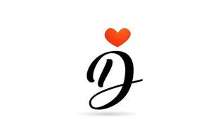 handskriven d alfabetet bokstaven ikon logotyp design. kreativ mall för affärer med kärlekshjärta vektor