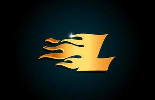 gold l alphabet buchstabe symbol logo design. kreative vorlage für geschäfte mit goldenen flammen vektor