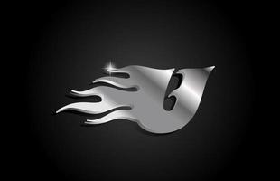 Metallgrauer Buchstabe u-Symbol-Logo-Design. kreative vorlage für unternehmen mit metallischem stil und flammen vektor