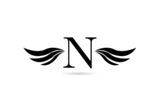 n alfabetet bokstaven logotyp ikon design med vingar. kreativ mall för företag och företag i vitt och svart vektor
