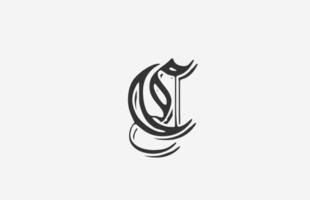 Vintage c-Alphabet-Buchstaben-Logo-Design-Ikone. kreative vorlage für unternehmen oder unternehmen in schwarz und weiß vektor