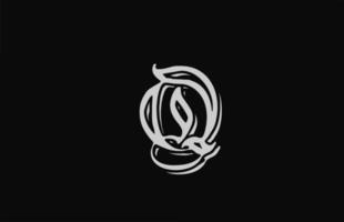 Vintage weiße q-Alphabet-Buchstaben-Logo-Design-Ikone. kreative vorlage für unternehmen oder unternehmen mit schwarzem hintergrund vektor