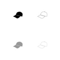 baseball keps set svart vit ikon. vektor