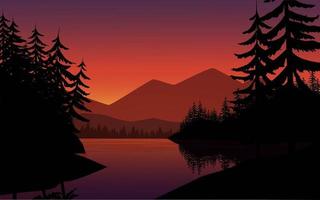Sonnenuntergang im Bergwald vektor