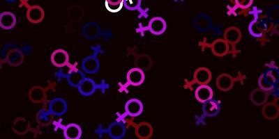 ljusblå, röd vektorbakgrund med kvinnasymboler. vektor