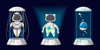 Set von futuristischen Robotern im Cartoon-Stil mit Android-Charakter für den Heimgebrauch. vektor