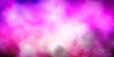 dunkelvioletter, rosa Vektorhintergrund mit bunten Sternen. vektor