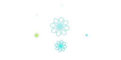 ljusblå, gul vektor doodle mönster med blommor.
