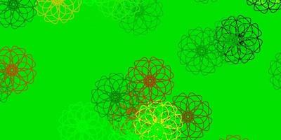 hellgrünes, gelbes Vektor-Gekritzelmuster mit Blumen. vektor