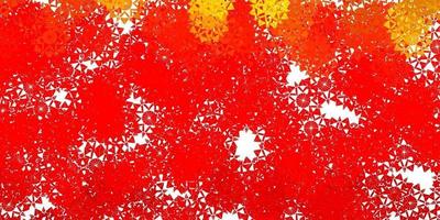 ljus orange vektor bakgrund med jul snöflingor.