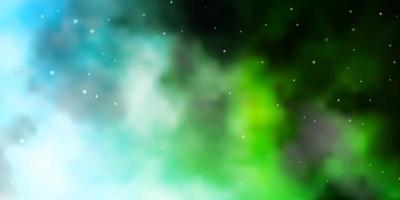ljusblå, grön vektorbakgrund med färgglada stjärnor. vektor