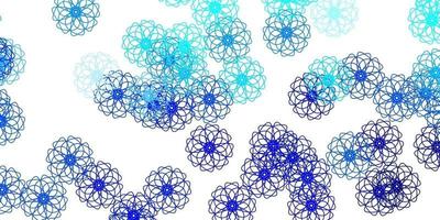 hellblaue Vektor Gekritzel Textur mit Blumen.