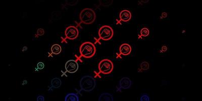 mörk flerfärgad vektorbakgrund med kvinnasymboler. vektor