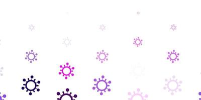 hellvioletter, rosa Vektorhintergrund mit Virensymbolen. vektor