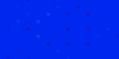 ljusblå vektormall med doodle hjärtan. vektor