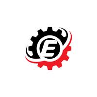 Brev E Gear Logo Design Mall vektor