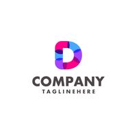 abstrakt färgstark bokstav D-logotyp för företag med modern neonfärg vektor