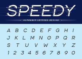 moderne kursive Buchstabenschriftarten, moderne Buchstaben und Zahlen des Glitch-Alphabets
