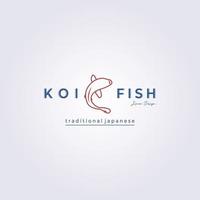 Koi-Karpfen, asiatisches Fisch-Logo-Vektor-Illustrationsdesign, Vintage-Linie Koi-Karpfen-Vorlage Symbolsymbol vektor