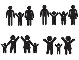 Menschen, Familie, Eltern und Kinder-Icon-Set vektor