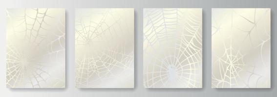 Sammlung von silbernen Hintergründen mit einem Muster aus Spinnweben vektor