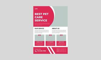 Flyer-Vorlagendesign für Haustierpflege. Flyer-Plakat-Broschürenvorlage für den besten Haustierpflegedienst. A4-Größe, Cover, Poster, Flyer, Design vektor