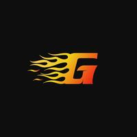 Buchstabe G brennende Flamme Logo Entwurfsvorlage vektor