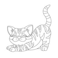 målarbok kontur av söt katt djur målarbok tecknad vektorillustration vektor