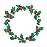 christmas holly berry krans doodle vektor