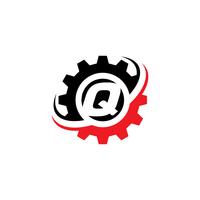 Brev Q Gear Logo Design Mall vektor