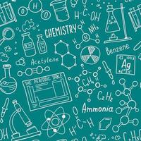 Symbolsatz für Chemiesymbole. Wissenschaftsthema Doodle-Design. Bildungs- und Studienkonzept. Zurück zur Schule skizzenhafter Hintergrund für Notizbuch, nicht Block, Skizzenbuch. vektor