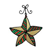 Doodle Christmass Farbsymbol mit Gold vektor