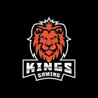 König der Löwen-Gaming-Logo-Design-Vorlage vektor