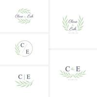 minimalistisk handritad monogram bröllopslogotyp mall vektor
