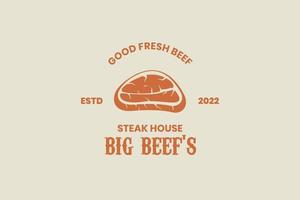 Big Beef Steak House Logo Retro-Label-Design vektor