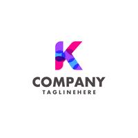 abstrakt färgstark bokstav K logotyp design för företag med modern neonfärg vektor