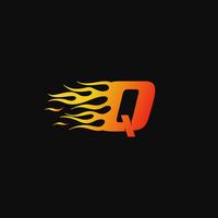 Buchstabe Q brennende Flamme Logo Entwurfsvorlage vektor